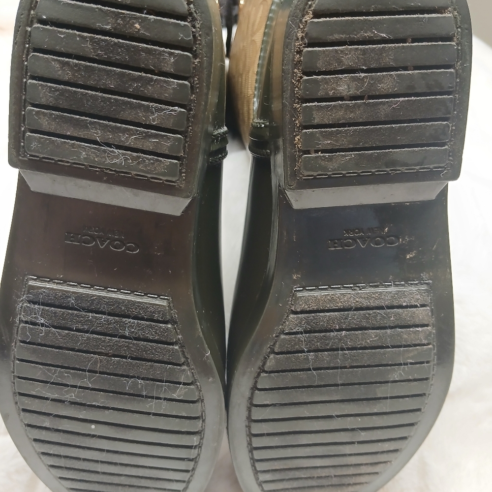 Coach Tristee Signature Tall Rain Boots Lace Back Brown Black Women's Size 8B - Picture 9 of 12